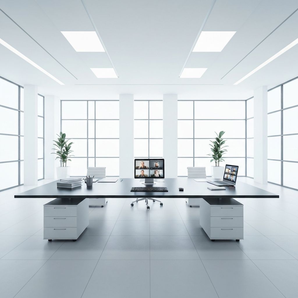 Moderner minimaler Arbeitsbereich mit Kontaktelementen